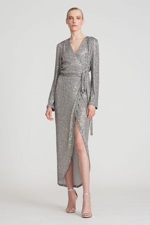 VESTIDO CRUZADO MIDI DE LENTEJUELAS