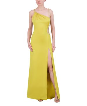 VESTIDO LARGO ASIMÉTRICO SATINADO CON ABERTURA