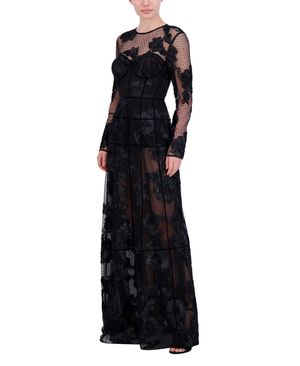 VESTIDO LARGO MANGA LARGA ENCAJE PLUMETI CON SOUTACHE FLORAL