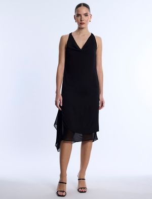 VESTIDO MIDI ESCOTE DESBOCADO CHIFFON