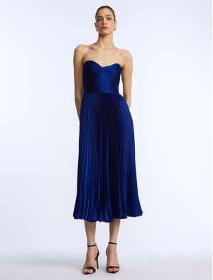 VESTIDO MIDI SATINADO EFECTO DRAPEADO