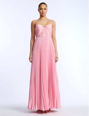 VESTIDO LARGO DE TIRANTES CON PLIEGUES