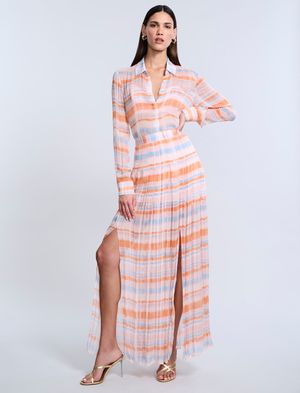 FALDA LARGA ESTAMPADA A RAYAS