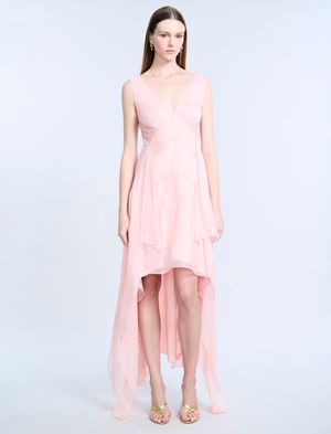VESTIDO FLUIDO HIGH AND LOW DE ENCAJE CHIFFON