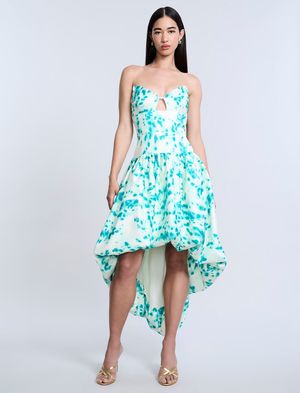 VESTIDO HIGH AND LOW BURBUJA ESTAMPADO ABSTRACTO