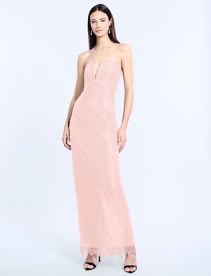 VESTIDO LARGO ESCOTE V DE ENCAJE