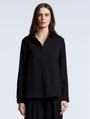 BLUSA CAMISERA MANGA LARGA SATINADA
