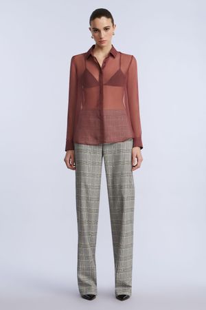 BLUSA CAMISERA MANGA LARGA CHIFFON