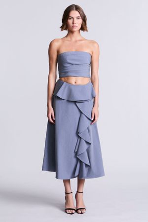 CROP TOP BANDEAU DRAPEADO EFECTO DENIM