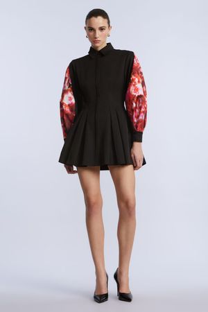 VESTIDO CAMISERO MANGA LARGA ESTAMPADO FLORAL ABSTRACTO