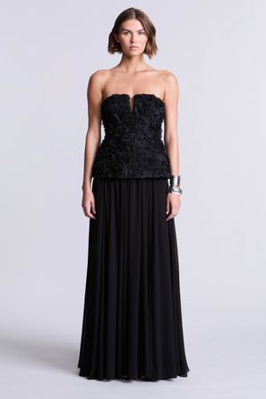 VESTIDO LARGO BUSTIER FLORAL 3D