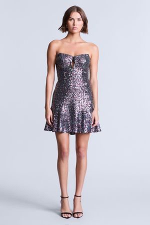 VESTIDO CORTO AJUSTADO LENTEJUELAS MULTICOLOR