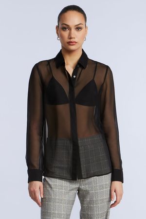 BLUSA CAMISERA MANGA LARGA CHIFFON
