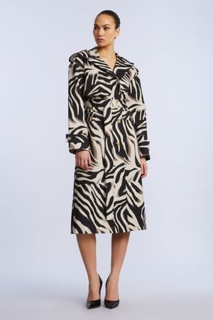 ABRIGO TRENCH COAT ANIMAL PRINT CEBRA