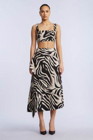 FALDA MIDI CON VOLANTE ANIMAL PRINT CEBRA