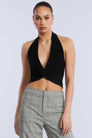 CROP TOP NUDO DRAPEADO ESCOTE EN V