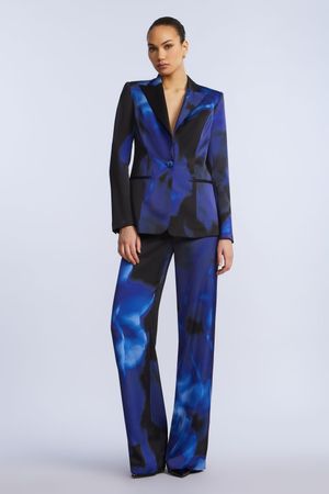 SACO BLAZER SOLAPA PICO CON BOTÓN ESTAMPADO FLORAL ABSTRACTO