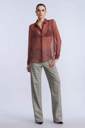 BLUSA CAMISERA MANGA LARGA CHIFFON