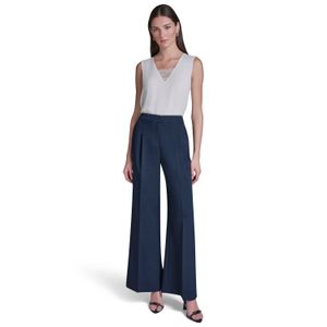 PANTALÓN DE VESTIR PIERNA ANCHA CON PLIEGUE